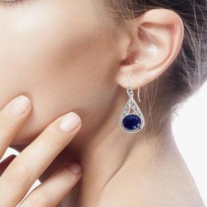 NOVICA Artisan Handmade Lapis Lazuli Dangle Earrings